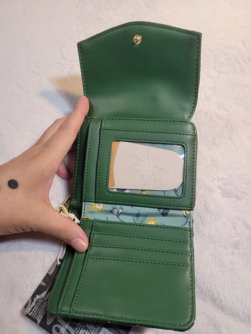 Peter Pan Tinkerbell Loungefly Exclusive Quilted Green Mini Backpack And Wallet